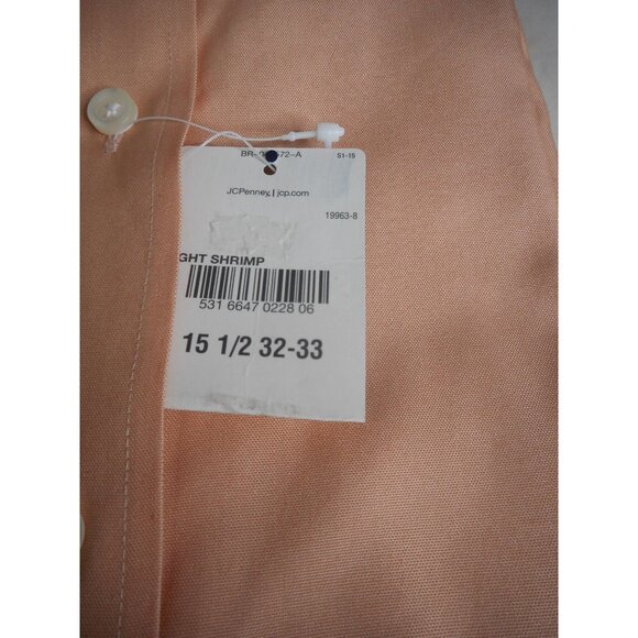 NWT NIB Vintage Mens Dress Shirt 15.5 32/33 long sleeve lite Orange Stafford - Picture 4 of 4